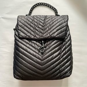 Rebecca Minkoff Black Edie Nylon Quilted Backpack